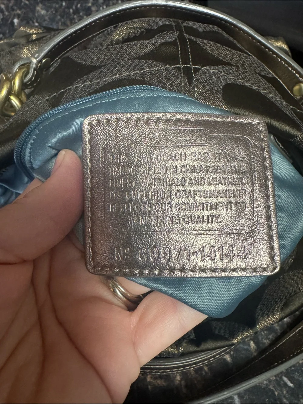 Coach Brooke Op Art Lurex Shoulder Bag 14144 Metallic Bronze